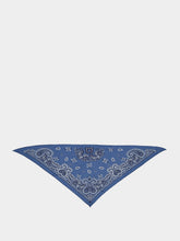 Ferragamo Light Denim Arabesque Print Triangle Scarf