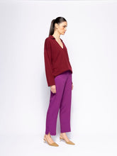 Paula Jane Cabernet Knitted V-Neck Top