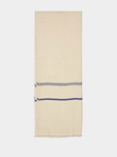Libeco Andros Linen White and Blue Tablecloth