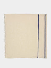 Libeco Andros Linen White and Blue Tablecloth