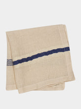 Libeco Andros White and Blue Linen Napkin