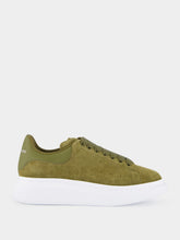 Alexander McQueen Olive Green Oversized Suede Sneakers