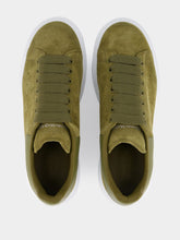 Alexander McQueen Olive Green Oversized Suede Sneakers