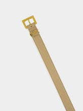 Saint Laurent Dark Beige Cassandre Thin Leather Belt