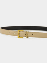 Saint Laurent Dark Beige Cassandre Thin Leather Belt