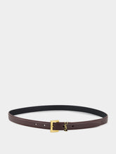 Saint Laurent Cassandre Thin Leather Belt in Red-Tan