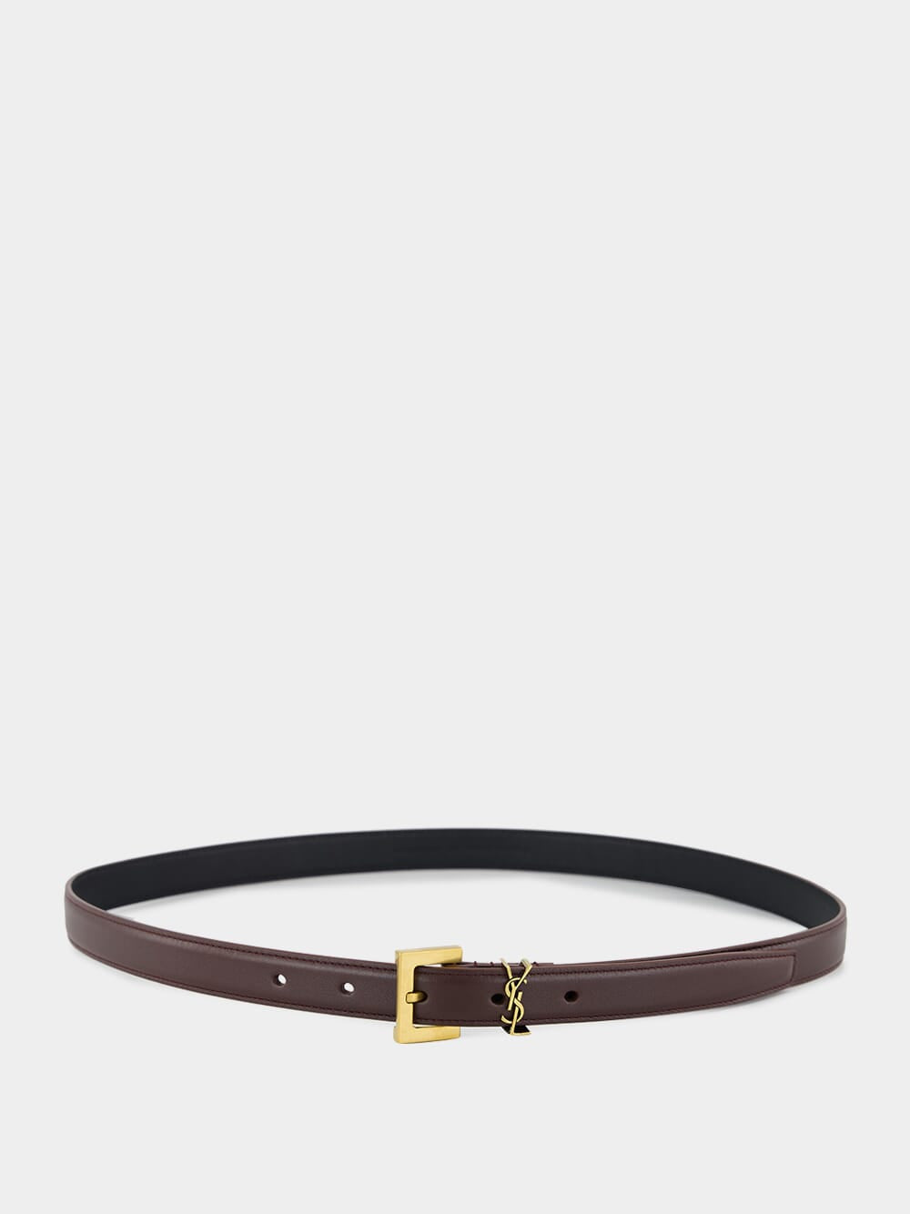 Saint Laurent Cassandre Thin Leather Belt in Red-Tan Fashion Clinic