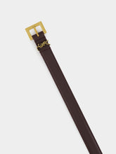Saint Laurent Cassandre Thin Leather Belt in Red-Tan