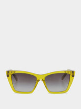 Saint Laurent Transparent Acid Green Mica Cat-Eye Sunglasses