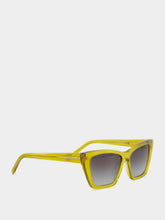Saint Laurent Transparent Acid Green Mica Cat-Eye Sunglasses
