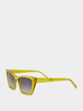 Saint Laurent Transparent Acid Green Mica Cat-Eye Sunglasses