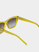 Saint Laurent Transparent Acid Green Mica Cat-Eye Sunglasses