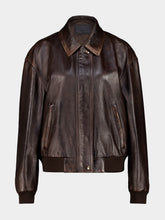 Prada Brown Leather Bomber Jacket
