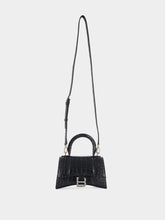 Black Hourglass XS Handbag Crocodile Embossed | PDP - Fashion Clinic