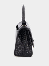 Black Hourglass XS Handbag Crocodile Embossed | PDP - Fashion Clinic