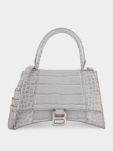 Balenciaga Grey Crocodile Calfksin Hourglass Small Handbag