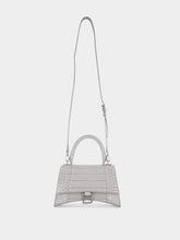 Balenciaga Grey Crocodile Calfksin Hourglass Small Handbag