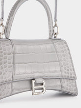 Balenciaga Grey Crocodile Calfksin Hourglass Small Handbag