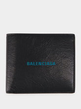 Balenciaga Black and Sky Blue Cash Square Folded Wallet
