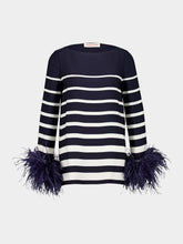 Valentino Garavani Striped Blouse with Feathers