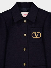 Valentino Garavani Navy Single-Breasted Tweed Jacket