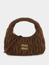 Miu Miu Dark Brown Wander Matelassé Suede Hobo Bag