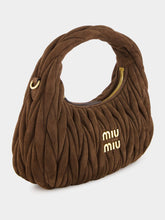 Miu Miu Dark Brown Wander Matelassé Suede Hobo Bag