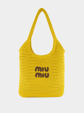 Miu Miu Ivy Raffia-Effect Woven Tote Bag in Ocre