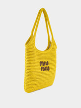 Miu Miu Ivy Raffia-Effect Woven Tote Bag in Ocre