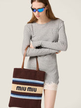 Miu Miu Raffia-Effect Woven Tote Bag