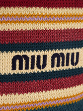 Miu Miu Bordeaux and Natural Raffia-Effect Woven Tote Bag