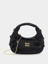 Miu Miu Black Wander Embroidered Satin Duchesse Mini Bag