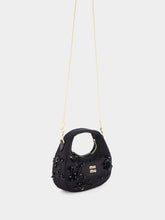 Miu Miu Black Wander Embroidered Satin Duchesse Mini Bag