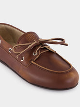 Miu Miu Sienna Brown Unlined Bleached Leather Boat Shoes