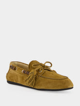 Miu Miu Camel Suede Tassel Deck Shoes