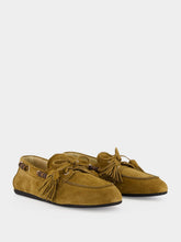Miu Miu Camel Suede Tassel Deck Shoes