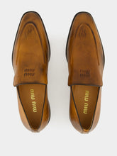 Miu Miu Cognac Brown Leather Loafers