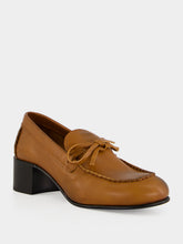 Miu Miu Cognac Leather Heeled Loafers