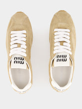 Miu Miu Desert Beige Plume Suede Sneakers