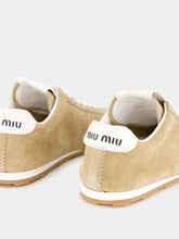Miu Miu Desert Beige Plume Suede Sneakers