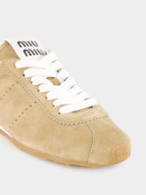 Miu Miu Desert Beige Plume Suede Sneakers