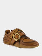 Miu Miu Cognac Leather Sneakers with Buckle