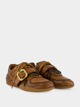 Miu Miu Cognac Leather Sneakers with Buckle