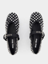 Miu Miu Black Crystal Embellished Ballerina Shoes