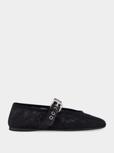 Miu Miu Black Mesh Ballerinas with Leather Strap