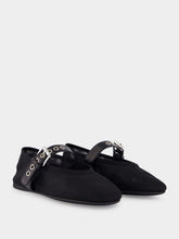 Miu Miu Black Mesh Ballerinas with Leather Strap