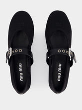 Miu Miu Black Mesh Ballerinas with Leather Strap