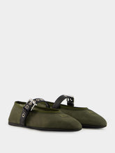 Miu Miu Olive Green Mesh Fabric Ballerinas