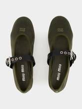 Miu Miu Olive Green Mesh Fabric Ballerinas