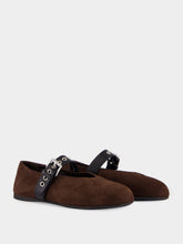 Miu Miu Dark Brown Suede Ballerinas